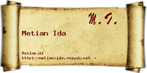 Metian Ida névjegykártya